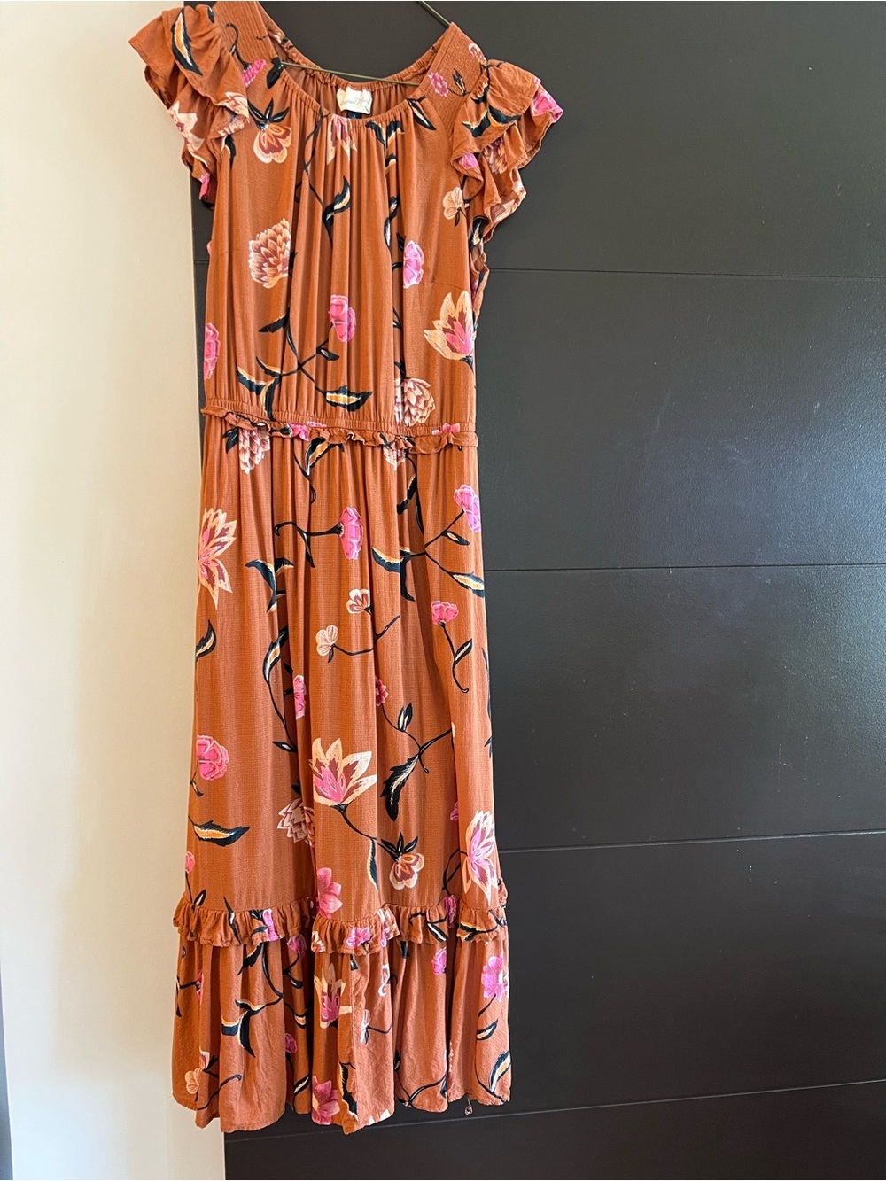 Universal Thread Rust Floral Maxi Dress S